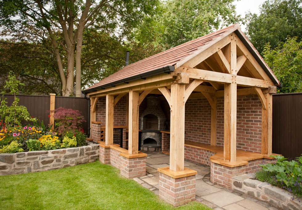 Hartford oak framed outdoor kitchen installation