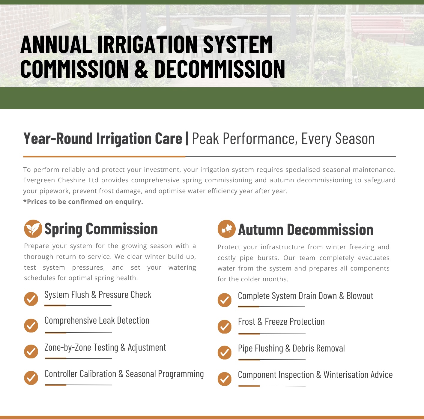 Irrigation Commission and Decommission Package